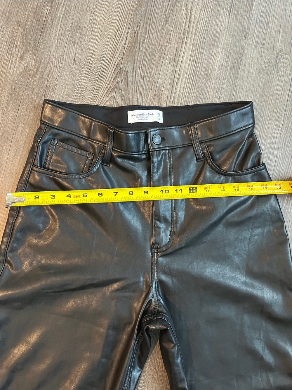 Abercrombie & Fitch Black Faux Leather Straight Leg Pants - Picture 2 of 5
